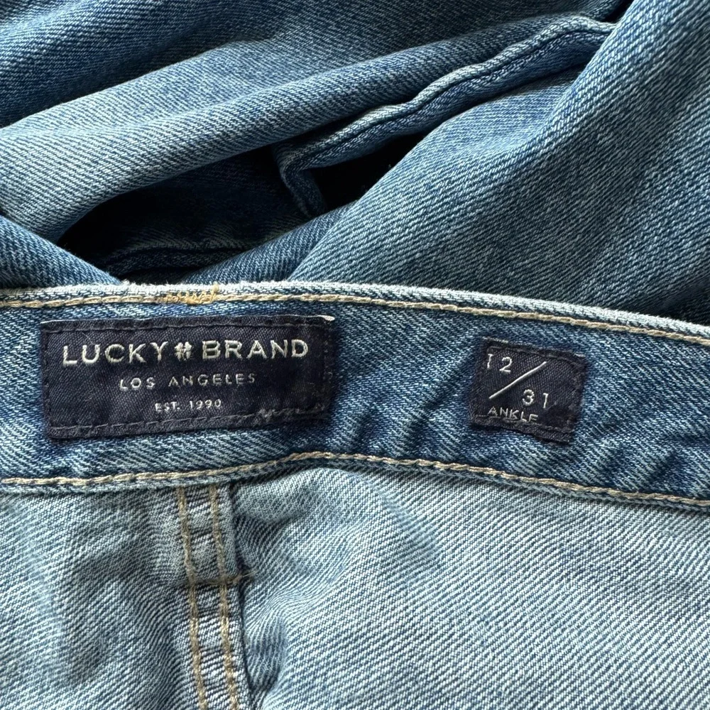 Lucky Brand Blue Ankle Jeans Raw Edge Size 12 - Picture 4 of 5